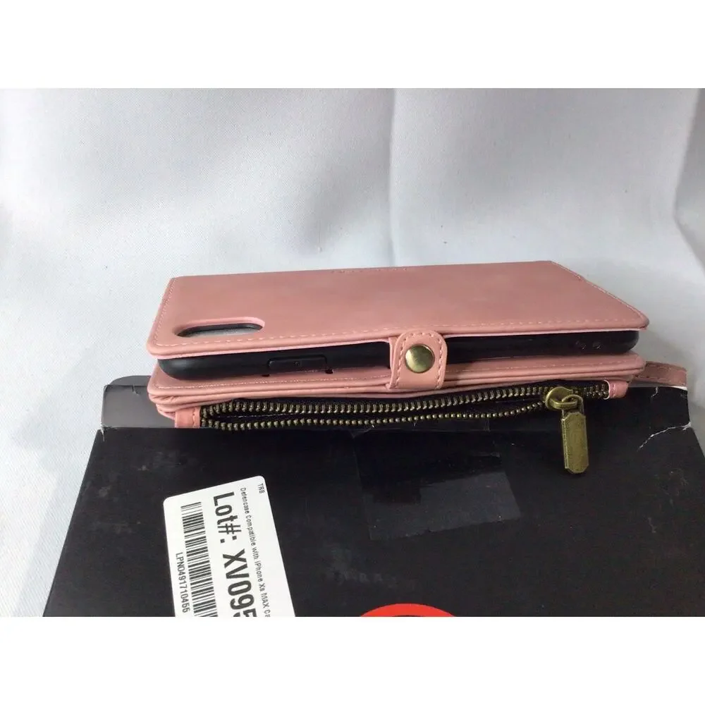 Defencase Compatible with iPhone Xs MAX Case Wallet with RFID Blocking Rose Pink